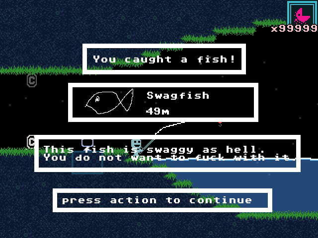 My mockup of the "fish caught" popup.